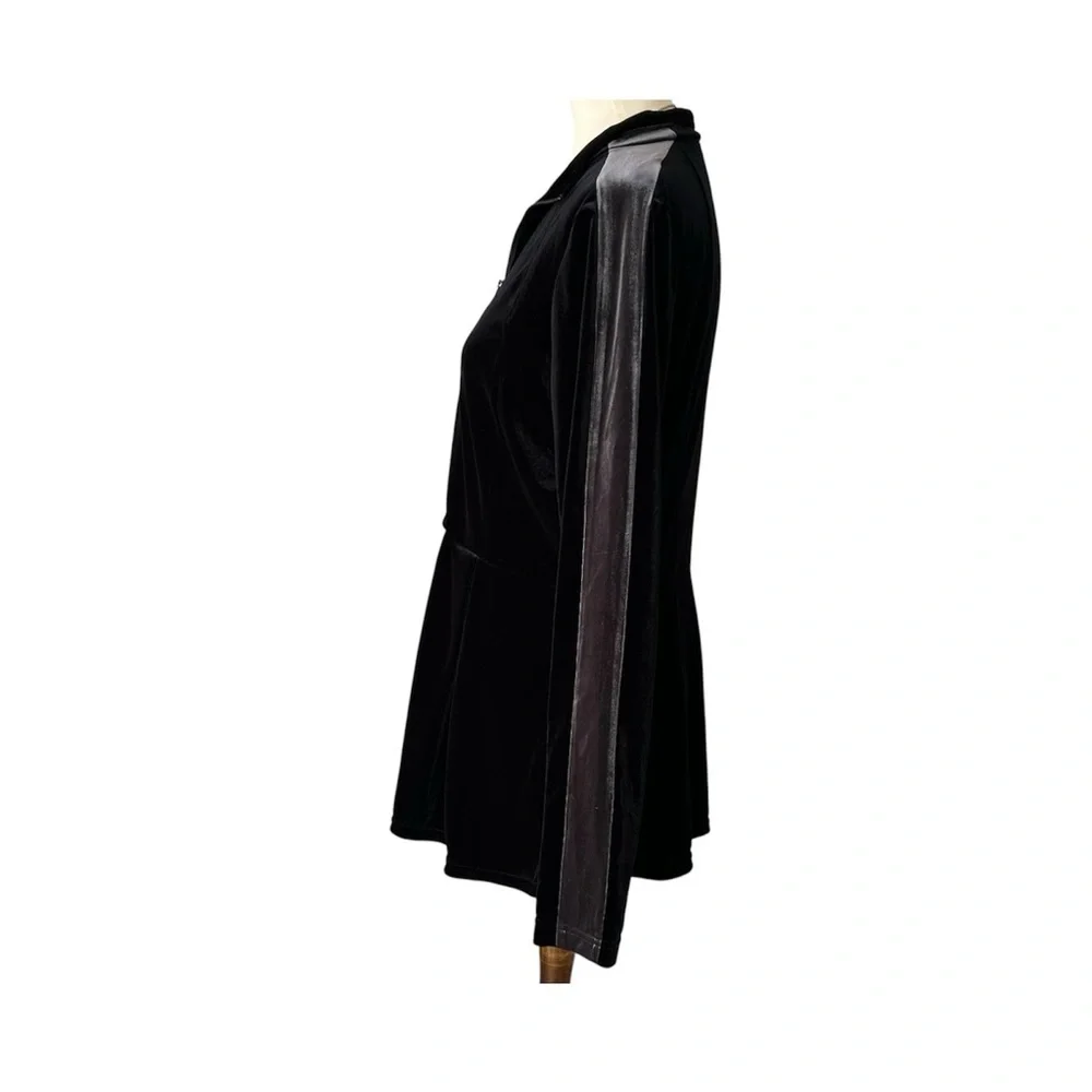 VTG Boston Proper Zip Up Cardigan Womens LG Black Velvet Dark Academia Goth Y2K - Picture 3 of 12